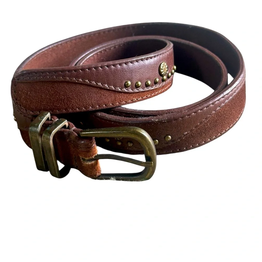 Free People Leather & Suede Belt | Flattering Grommets and Studs | Brown | M/L